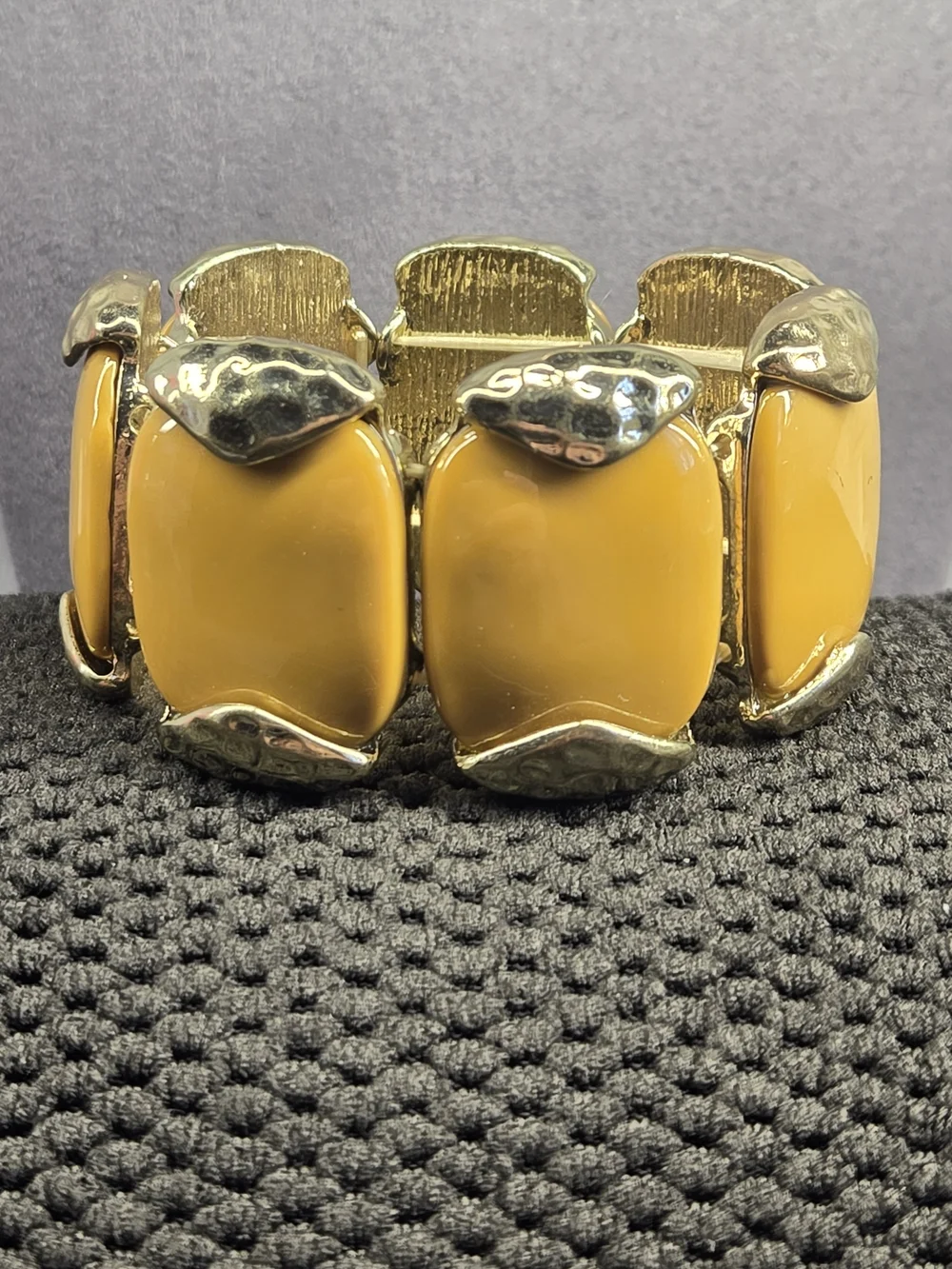 Statement Stretch Bracelet - Mustard Yellow Gold Hardware